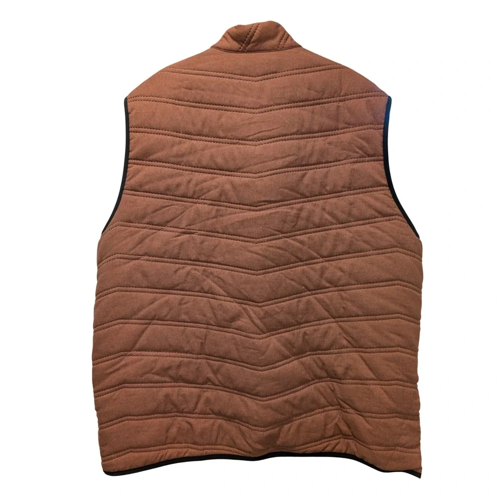 Nike Reversible Puffer Vest Mens Burnt Orange Quilted Plaid Full Zip‎ 0354
